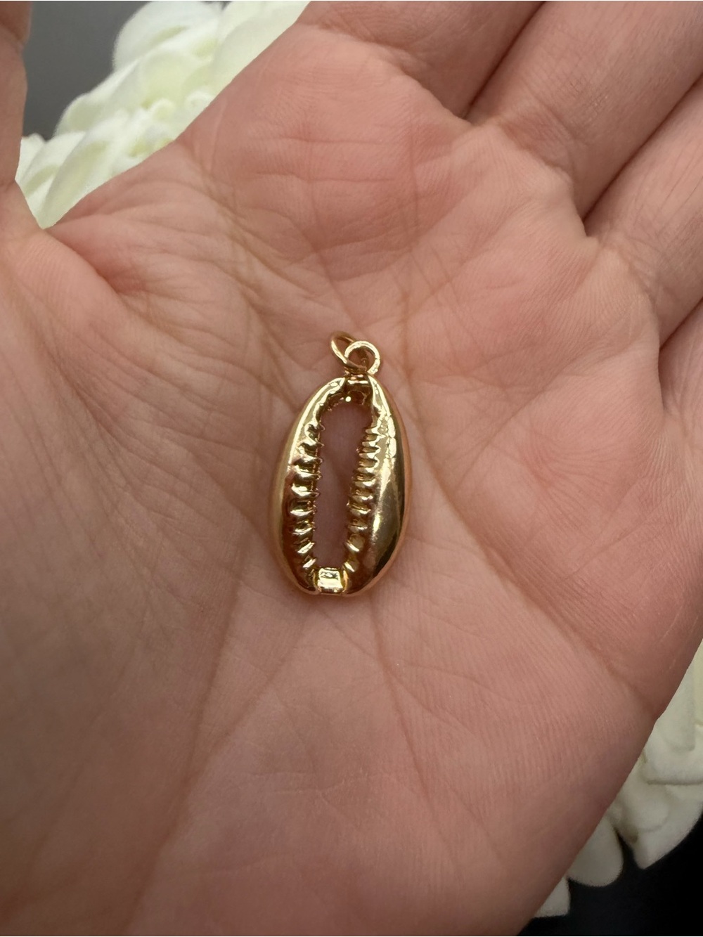 Gold tone Cowrie Shell Pendant - Women Jewelry
